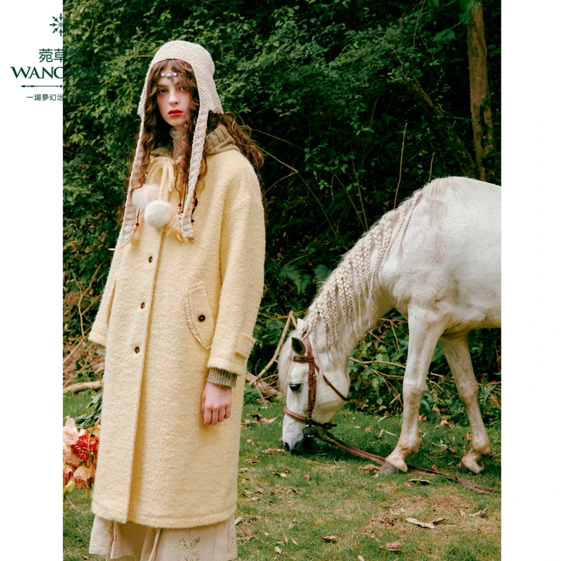 菀壹2025冬季新款气质时尚毛呢中长款秋冬保暖大衣D03021459