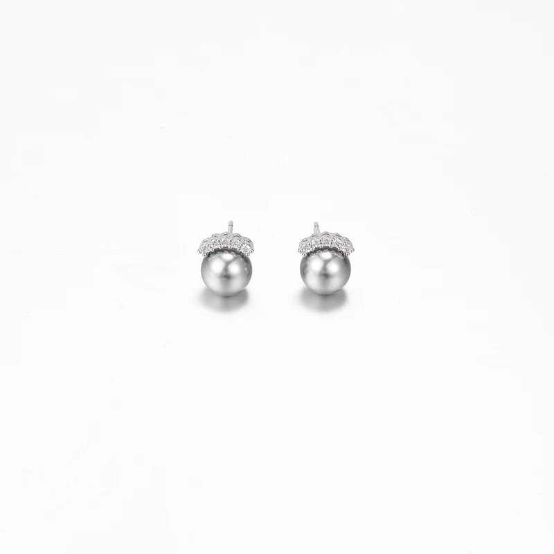 灰珠珠耳钉气质小众轻奢简约百搭 8233