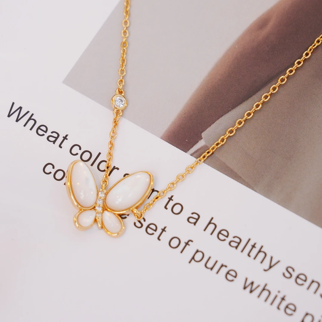 蝴蝶贝母项链气质小众百搭轻奢 8271