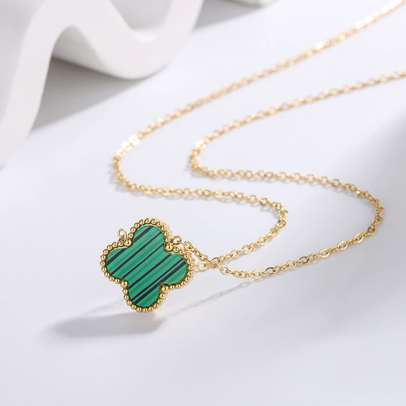 绿四叶草项链气质百搭设计师时尚小众 8072