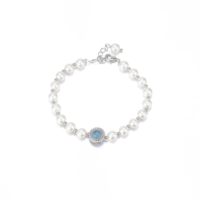 海蓝宝珠珠手链时尚气质小众轻奢 8252