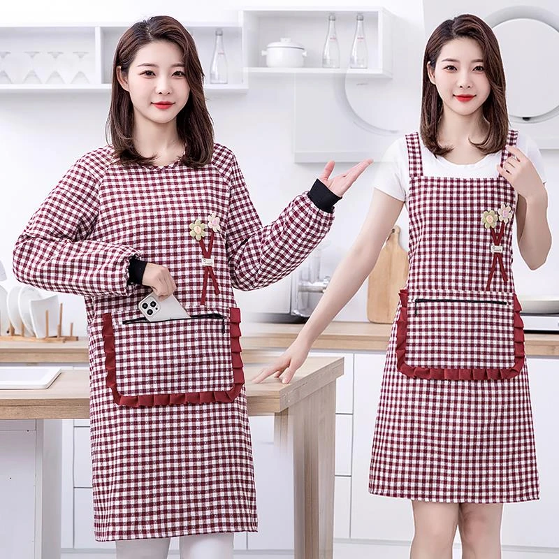 围裙女家用厨房餐饮专用工作服定制2023新款网红棉麻做饭围腰时尚