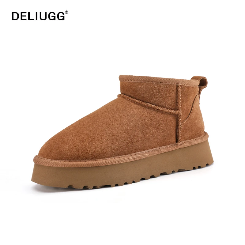 DELIUGG（4cm）冬雨mini款舒适休闲经典迷你厚底时尚短筒雪地靴