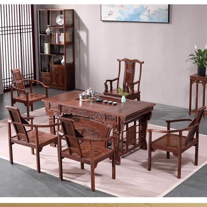 【匠心红木】实木中式古典茶桌家用虎脚茶台设计家具