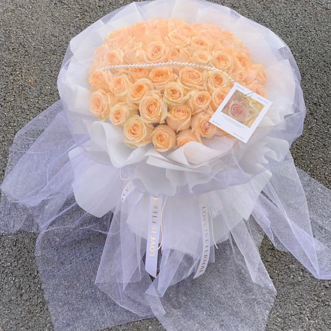 唯爱-52朵香槟玫瑰鲜花送老婆送女友生日鲜花表白花束同城专送