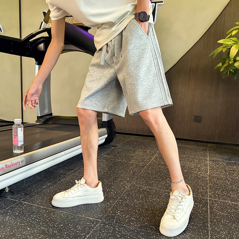 灰色篮球卫裤短裤男士夏季薄款休闲五分裤潮牌宽松直筒运动中裤子