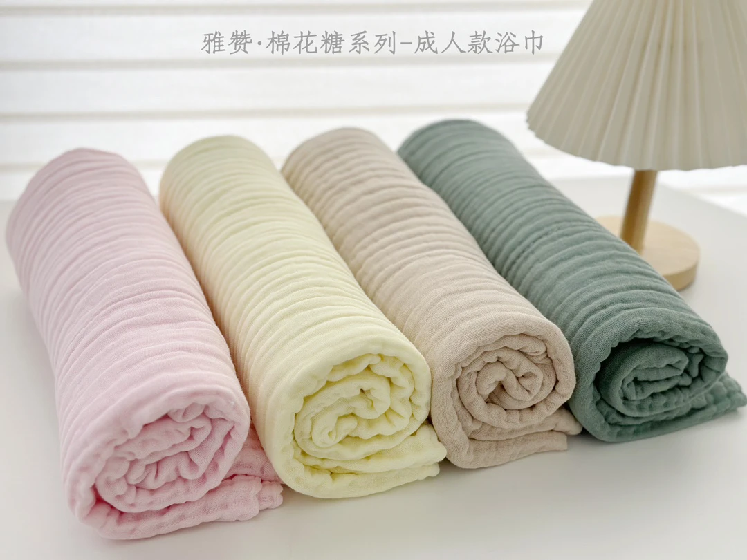 【棉花糖浴巾】新款纯棉纱褶皱柔软浴巾吸水速干方巾毛巾浴巾纯色