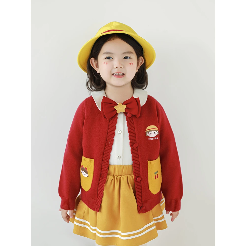 幼悠女童春秋百搭舒适长袖毛衣开衫洋气儿童休闲宝宝针织衫Q4103