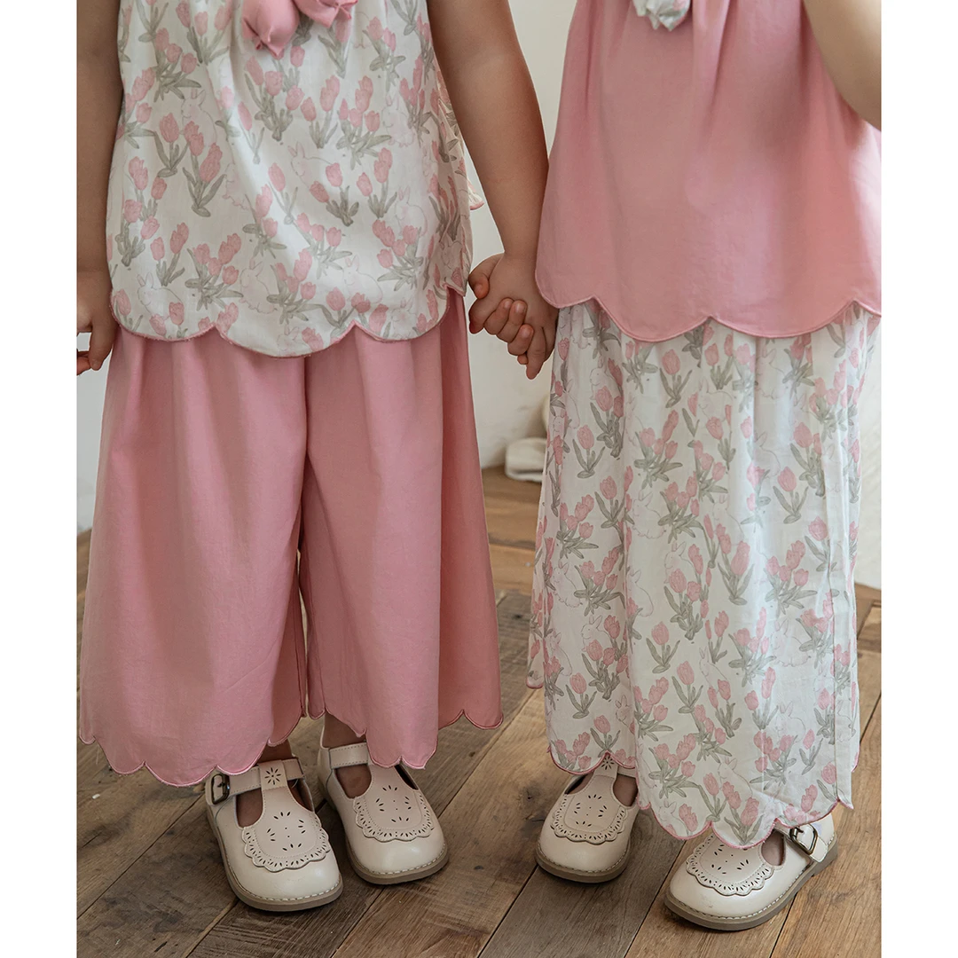 幼悠女童夏季复古碎花休闲裤子洋气童装夏款儿童长裤潮汉服WX0021