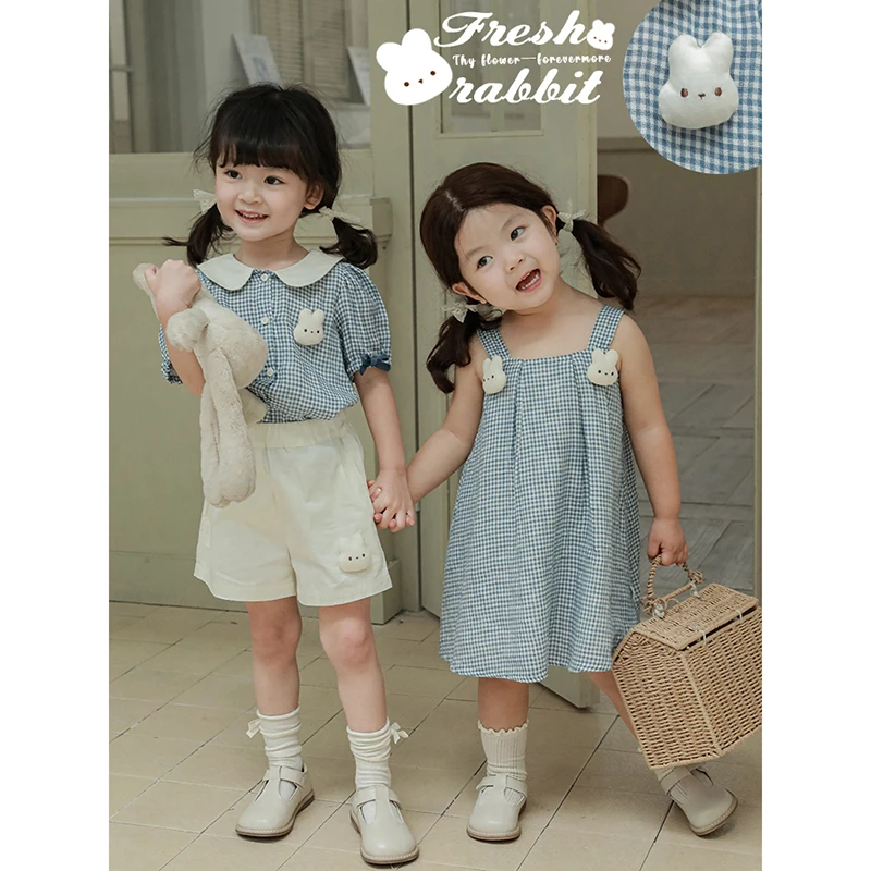 幼悠女童娃娃领纯棉衬衫夏季洋气童装薄款儿童泡泡袖衬衣X3892