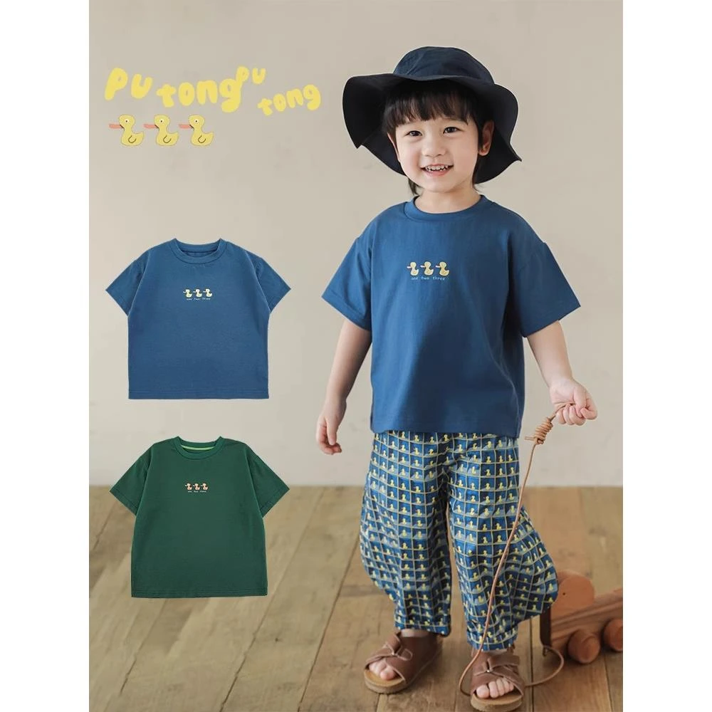 幼悠男童纯棉短袖t恤夏季柔软宽松童装透气卡通圆领儿童上衣N4791