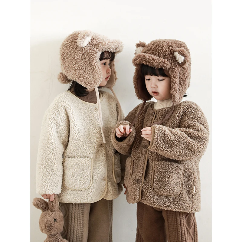 幼悠儿童复古保暖洋气外套冬季新款女宝宝简约百搭加厚外衣D1608