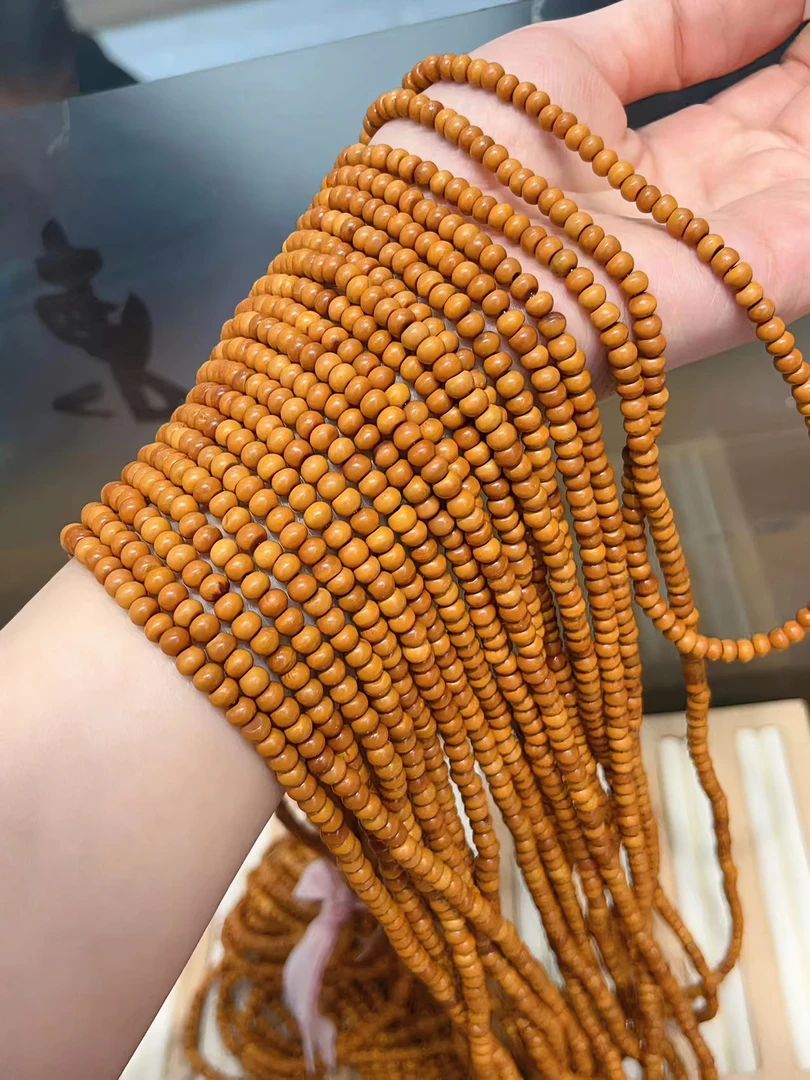 天然橄榄核苹果珠圆珠半成品手工diy女项链配件配饰男随机发一条