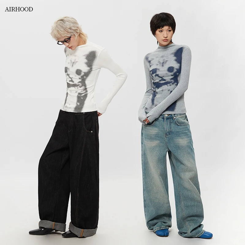 AIRHOOD国潮牌春秋季新款小猫修身显瘦长袖打底衫辣妹上衣女N4526