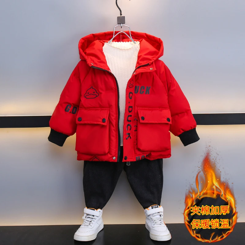 男童冬季棉服2024新款儿童红色棉衣宝宝棉外套棉袄帅气冬装