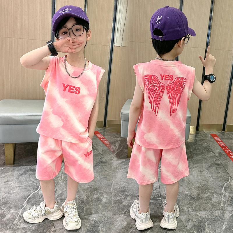 男童夏季休闲套装2025新款中小童男孩夏款帅气印花网红童装潮