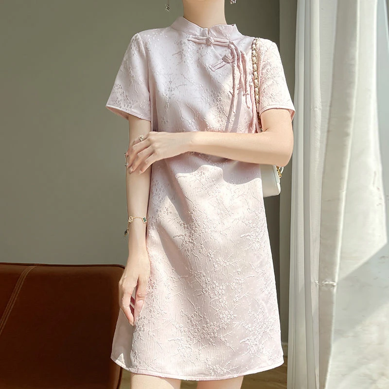 夏季复古小众国风日常年轻款黑色旗袍改良小个子新中式盘扣连衣裙