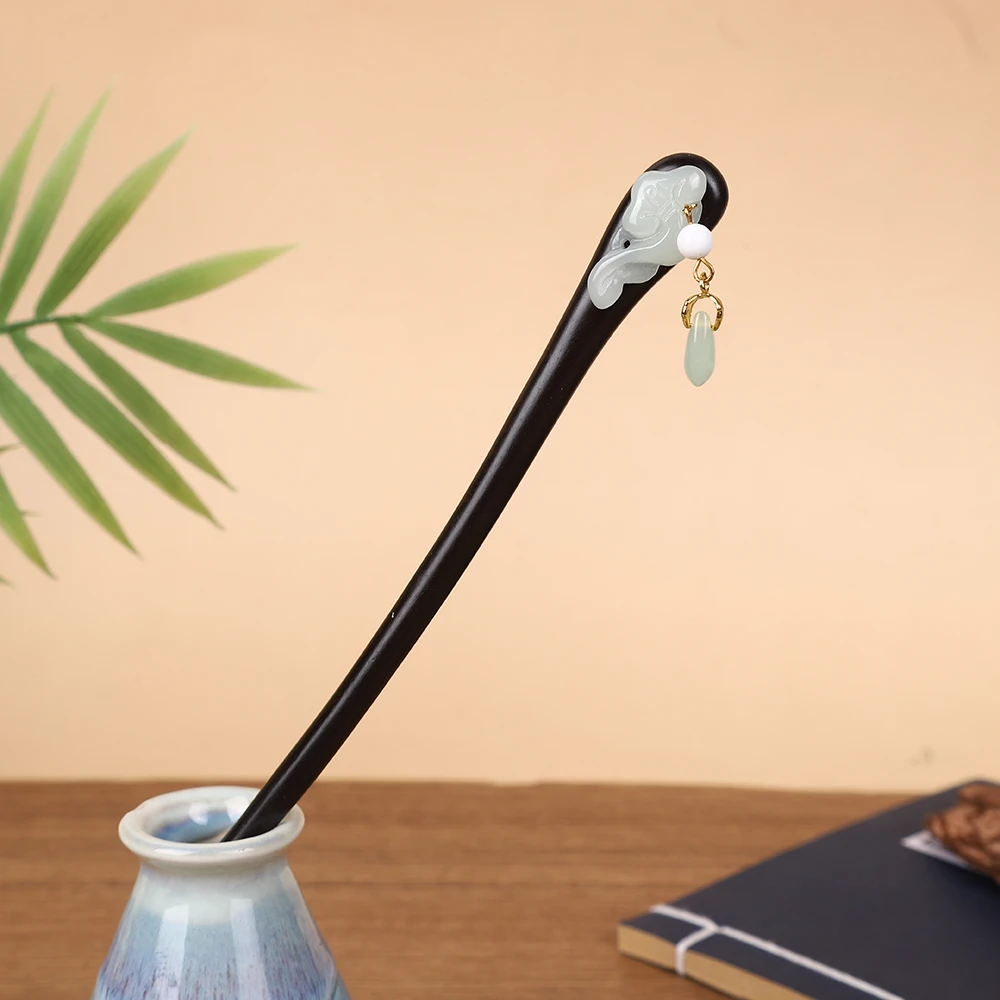 18厘米黑檀木发簪现代风木簪百搭小清新簪子小仙女日常百搭款簪