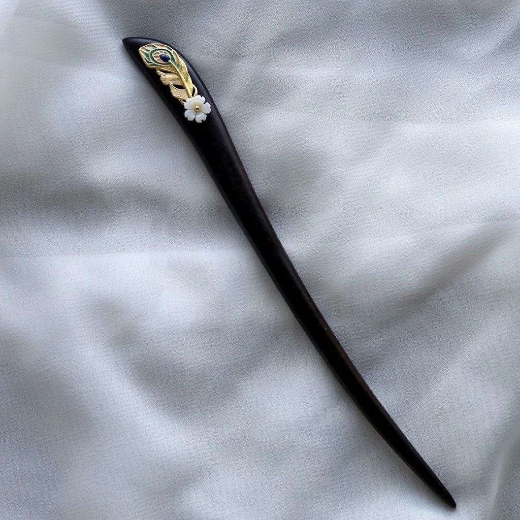 18厘米手工黑檀木发簪简约日常百搭款小众个性木簪子国风气质木簪