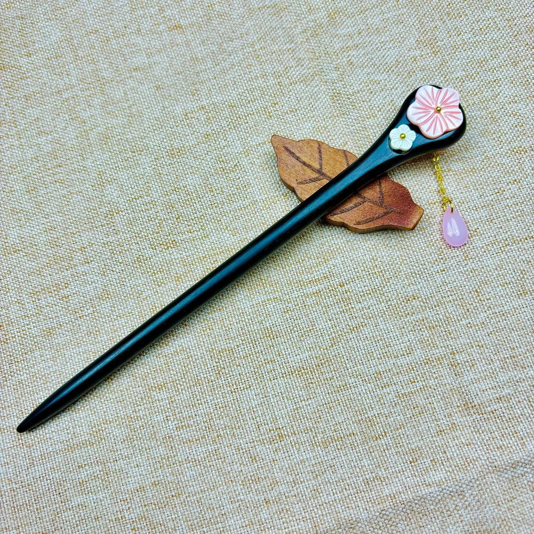 手工黑檀木发簪简约日常百搭款小众个性木簪簪子国风气质木簪