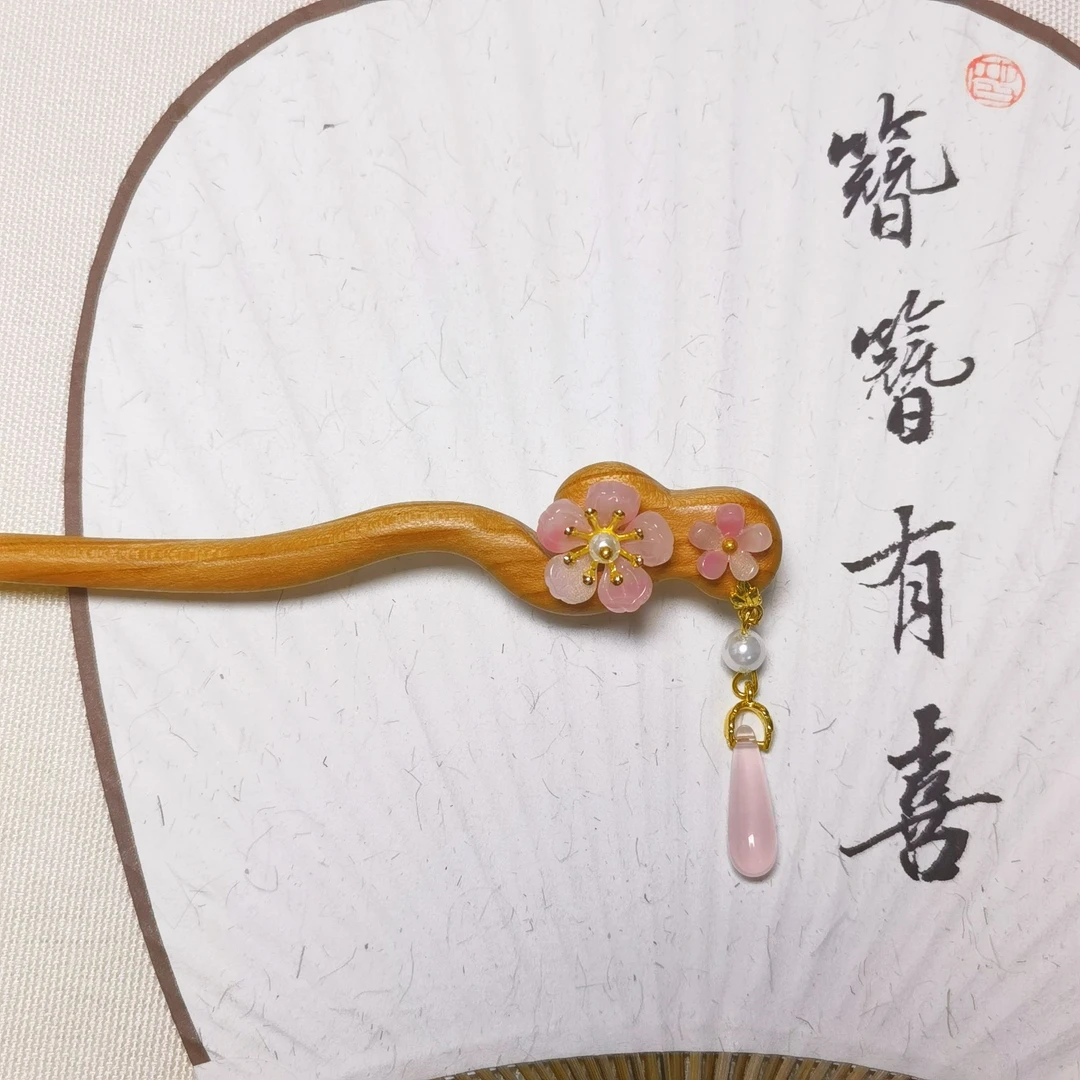 18厘米夏季桃木高级古风发簪简约现代发饰日常百搭头饰