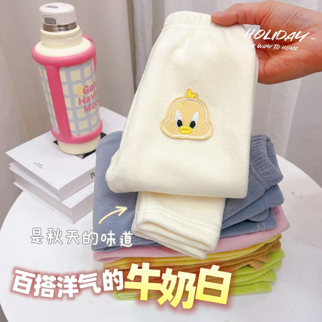 儿童加绒加厚卫裤秋冬男童奥粒绒宽松保暖男女童加绒长裤裤子