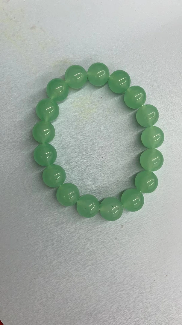 （珠宝一姐）A75木那冰绿绿底手串12mm赠送礼盒