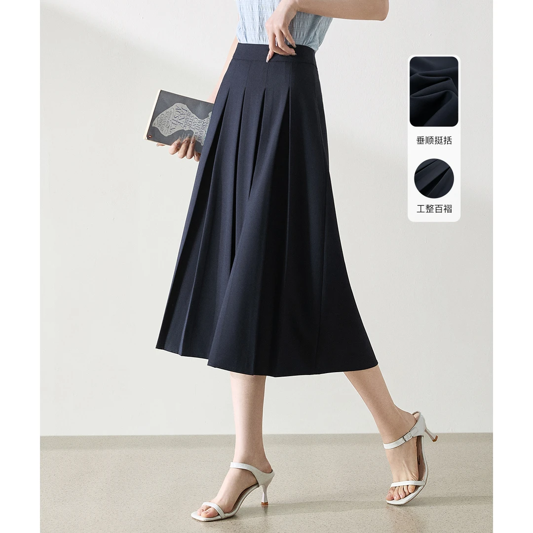 XWI/欣未2025秋季新款时尚压褶显瘦知性通勤正反两穿半身裙女9303