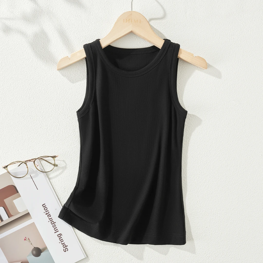 【直播】纯色抗菌圆领背心2025秋季简约百搭背心通勤女