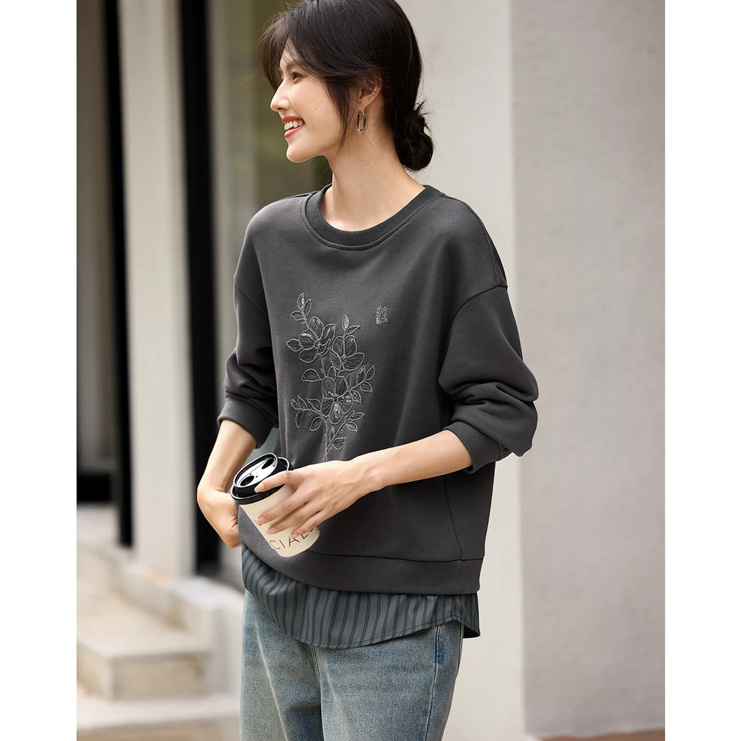 【直播】2024冬设计感休闲珠片刺绣拼接卫衣珠片刺绣拼接2447