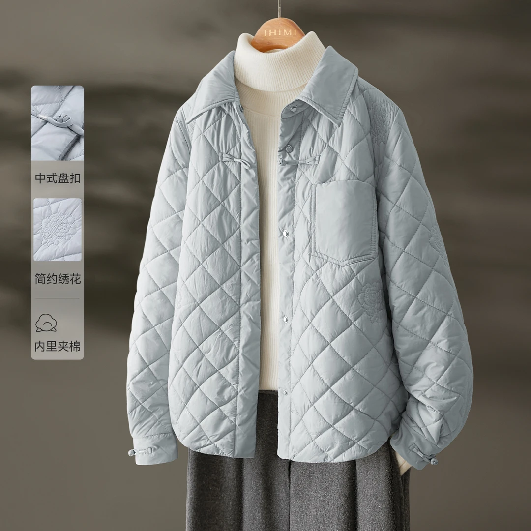 IHIMI/海谧棉衣2025秋冬新休闲衬衫式短款棉衣夹棉外套3129