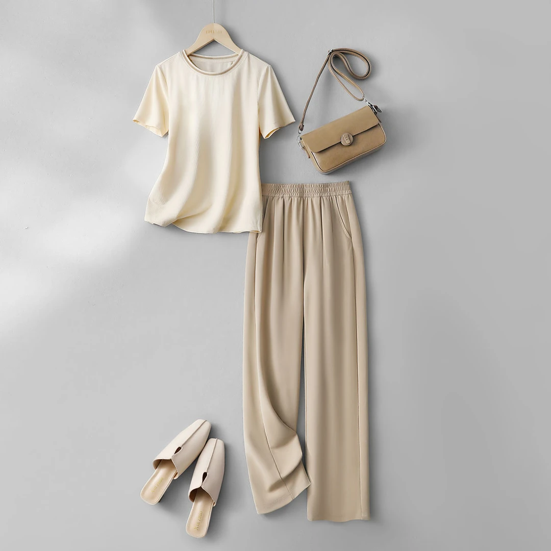 IHIMI/海谧夏日通勤两件套2025年新款舒适日常套装夏季休闲女4272