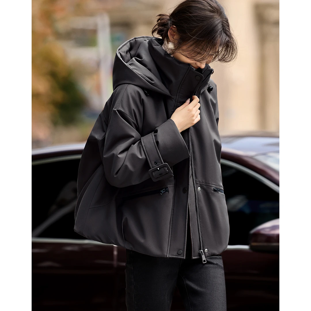 XWI/欣未轻户外撞色防水拉链短款棉衣外套25年冬季新款棉服女6590