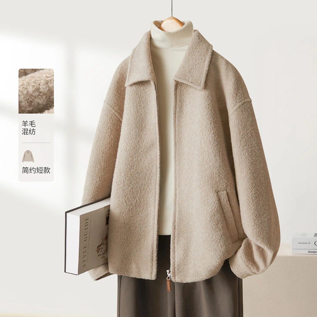 IHIMI/海谧【书影】2025秋季女装简约休闲夹克短外套保暖上衣1478