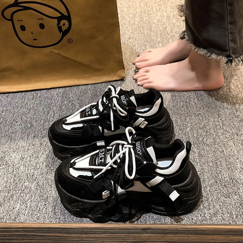 小众防厚底老爹鞋女网红爆款小个子增高2023新款秋季百搭休闲鞋