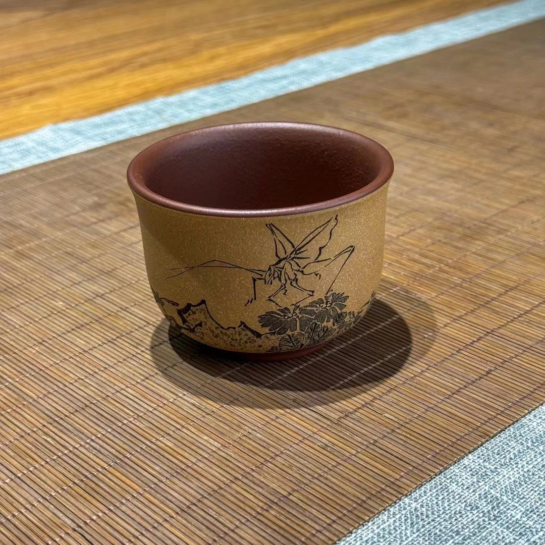 小隐杯底槽清粉老段泥200cc倪文超制高儆刊之紫砂杯