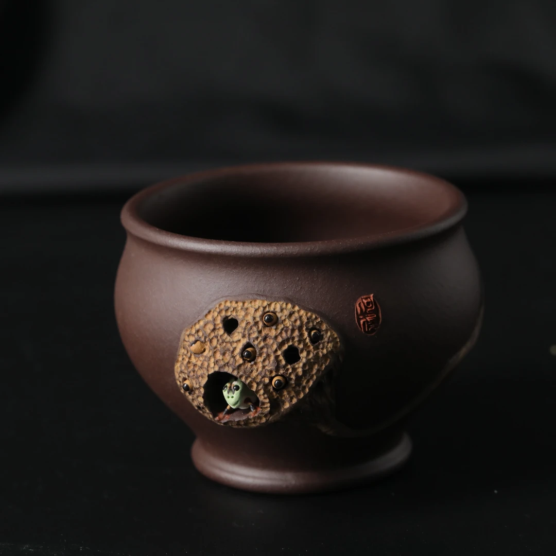 青蛙莲蓬杯 紫泥 何俊 160CC 24