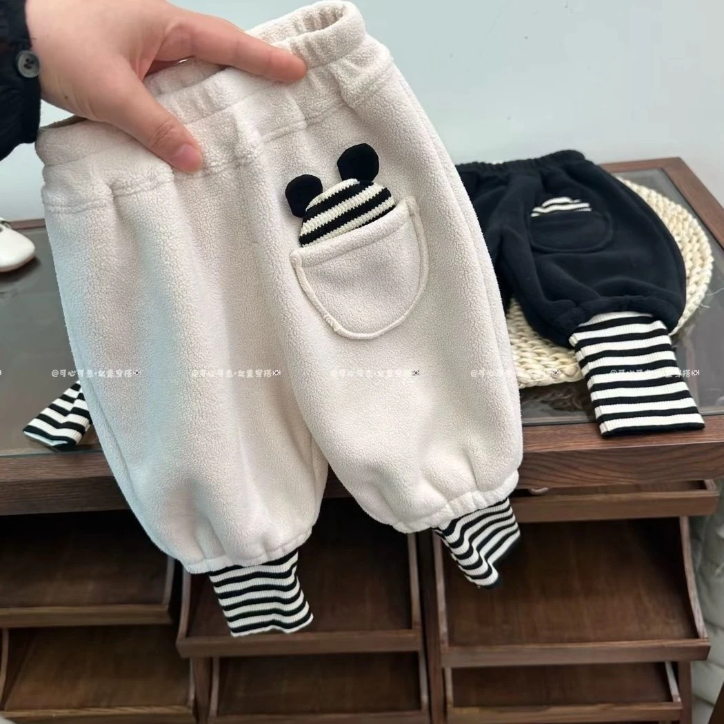 儿童裤子加绒款秋冬韩版男女童暖暖裤宝宝加厚帅气婴儿裤套装