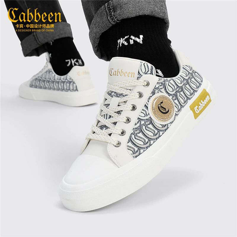 Cabbeen/卡宾小白鞋男款2024新款爆款低帮休闲男鞋潮流印花帆布鞋