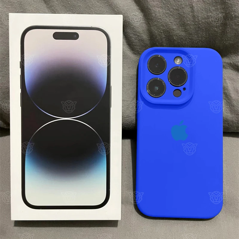 宝石蓝适用苹果15高级感iPhone14液态硅胶13ProMax女12精孔手机壳