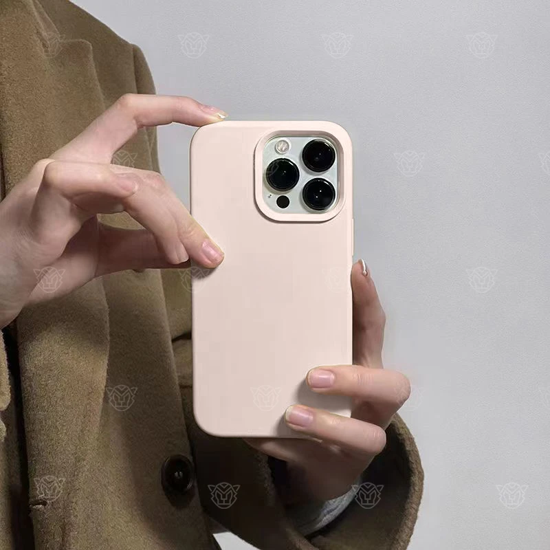 粉白色适用苹果15plus液态硅胶14ProMax新款13女生12防摔11手机壳