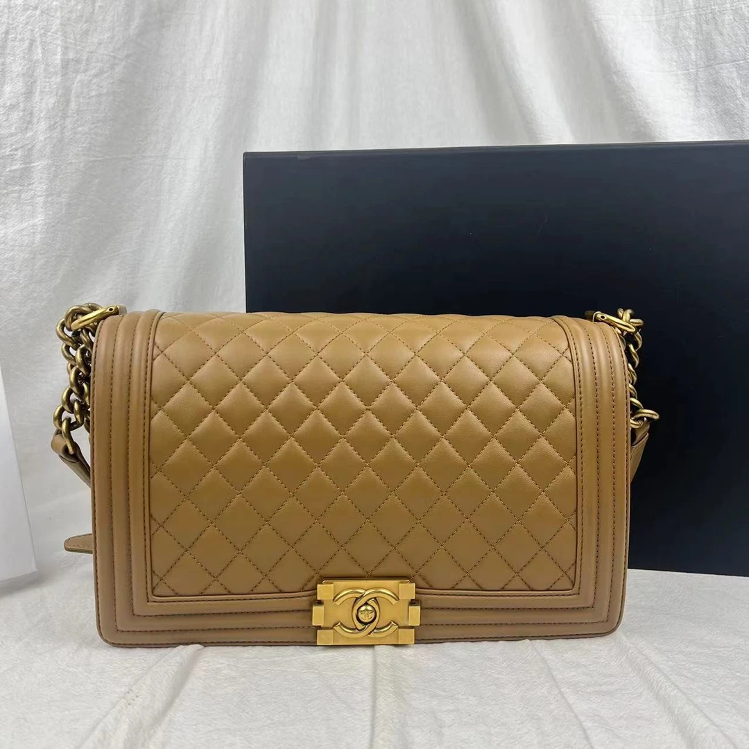 95新 Chanel/香奈儿 leboy中大号/金棕金/19开