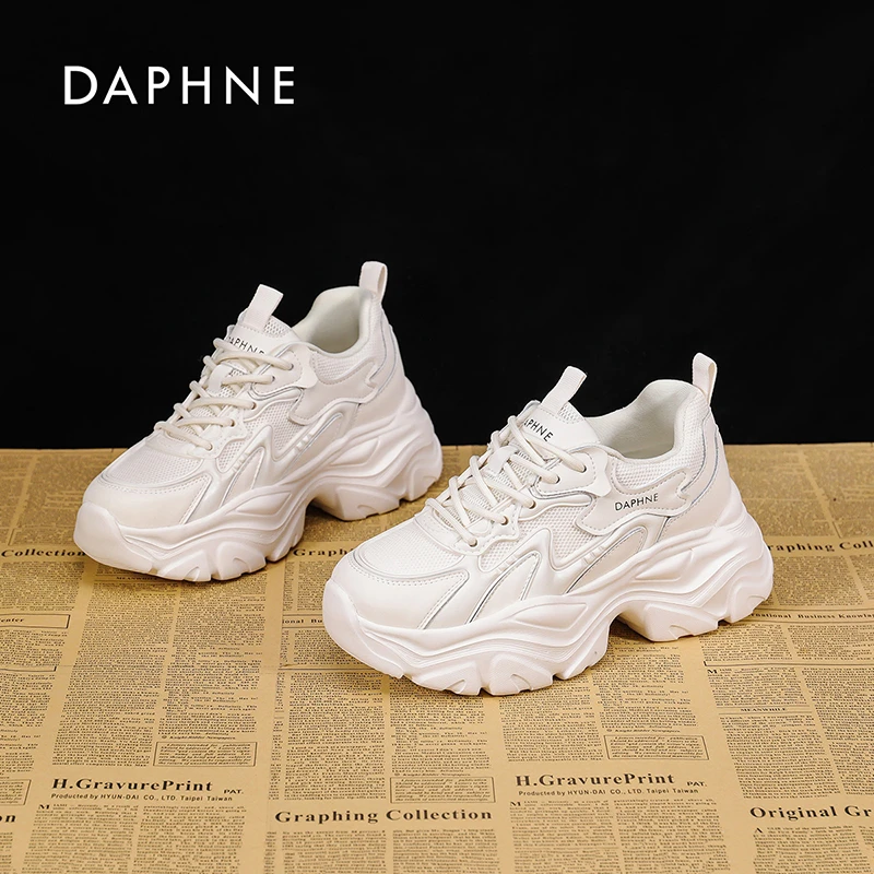 达芙妮厚底老爹鞋女2025新款秋季透气网面百搭休闲时尚运动鞋