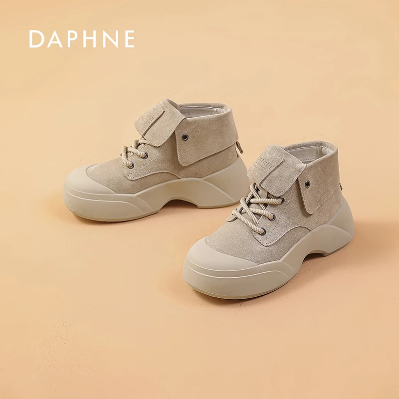 Daphne/达芙妮厚底工装马丁靴女2025春夏新款时尚短靴高帮女鞋