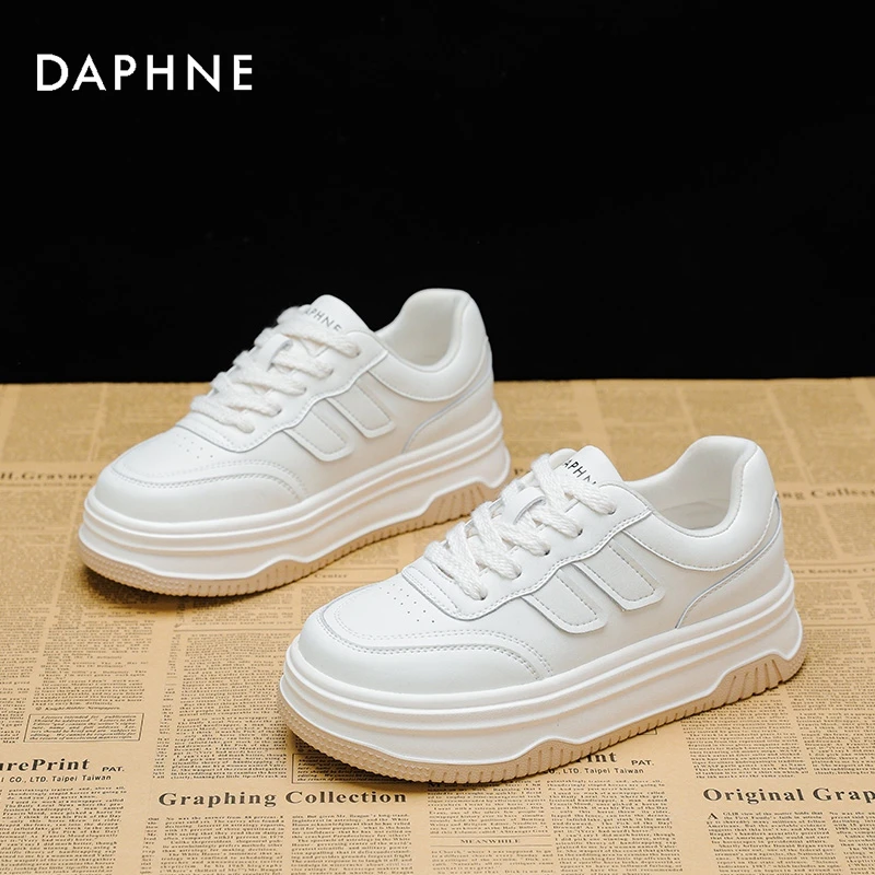达芙妮厚底小白鞋女2025新款秋季百搭真皮板鞋休闲运动爆款ins潮