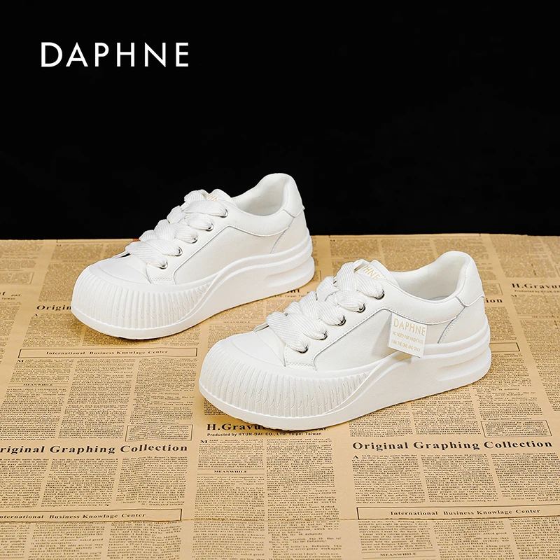 达芙妮厚底小白鞋女2025早秋新款爆款百搭休闲饼干鞋时尚板鞋
