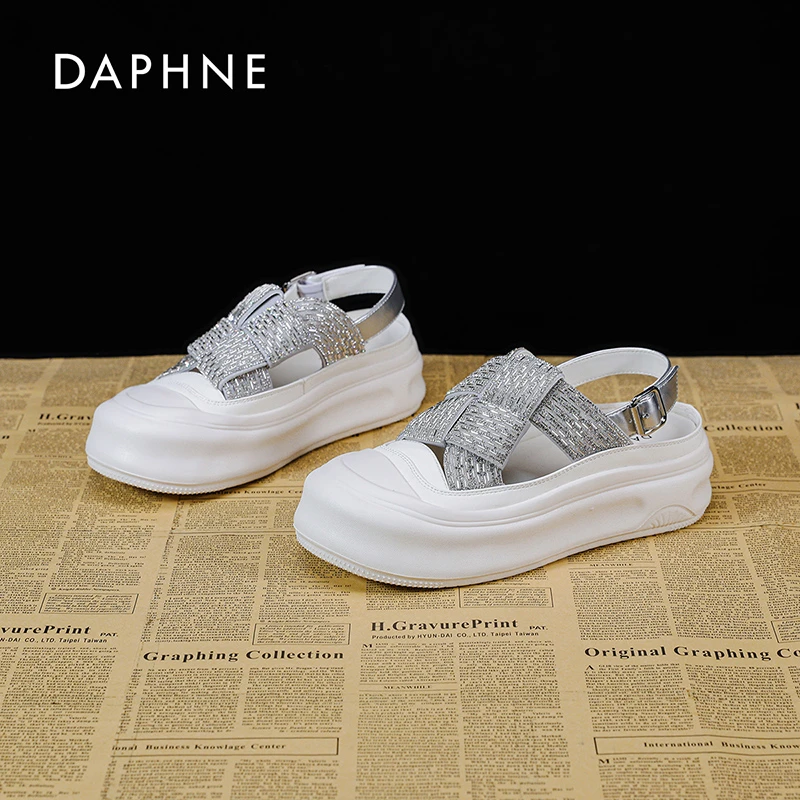 达芙妮包头凉鞋女2025年新款夏季厚底镂空透气百搭时尚运动休闲鞋