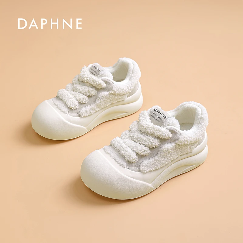 Daphne/达芙妮厚底毛毛鞋冬季加绒雪地靴女2025新款休闲保暖棉鞋