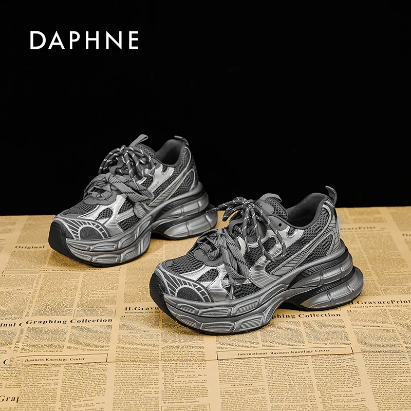 Daphne/达芙妮厚底老爹鞋女2025秋冬新款休闲百搭时尚增高运动鞋