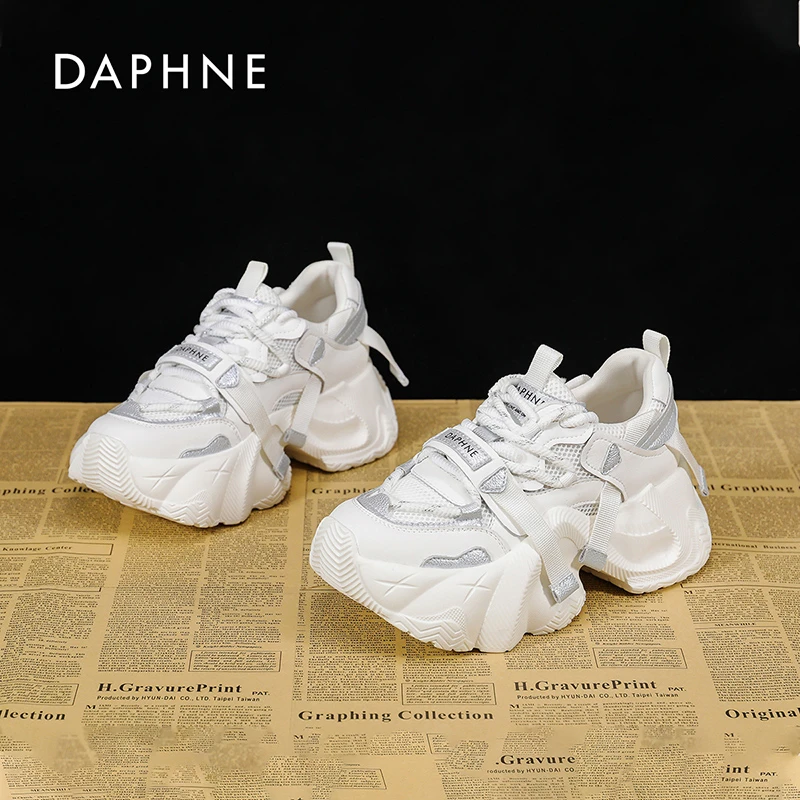达芙妮厚底老爹鞋女2025秋季新款透气百搭小个子增高休闲运动鞋